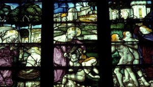 Window depicting Adam and Eve, the Creation and the Expulsion by English School